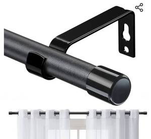 lot 13897 image: Curtain Rods for Windows 28 to 48 Inch, 58 Inch Matte Black Curtain Rod Set with Brackets Heavy Duty Small Drapery Curtain Rods, Size 23-52 Inch