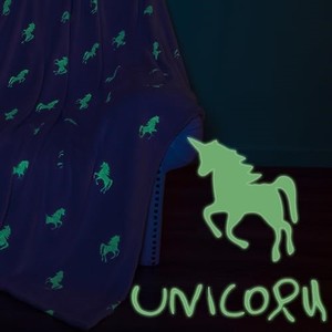 lot 13909 image: JINCHAN Unicorn Glow in The Dark Blanket Unicorn Blanket, Fleece Blanket for Couch and Bed Decorative Unicorn Throw Blanket Purple Lilac 40x60