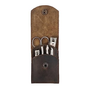 lot 13927 image: Hide & Drink, Double Nail Clipper Case, Beauty & Personal Care, Commuter and Nomad, Grooming Case, Home & Travel Essentials, Manicure Kit Storage, Full Grain Leather, Handmade, Bourbon Brown