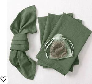 lot 13935 image: Socomi Cotton Linen Napkins Bulk 17x17 Stonewashed Cloth Dinner Napkins Rustic Thick Table Napkins forFall Thanksgiving Christmas Party Wedding Decoration (Set of 10, Olive Green)