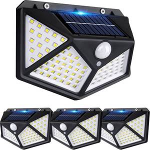 lot 13940 image: SUNNER THINKEN Solar Wall Lights Outdoor 3 Modes Motion Sensor Lights 100 LED Solar Security Wireless Lights IP65 Waterproof Solar Outdoor Lights for Front Door Garage Deck - 4 Pack