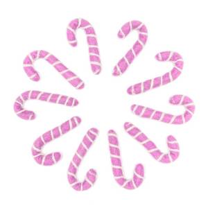 lot 13943 image: Glaciart One Felt Candy Cane Decoration (Pink)- DIY Garland, Arts Crafts Supplies, Cute Home Decor for Christmas - Baby Mobile Ornaments - Hand-Felted Natural Wool Material - Set of 10