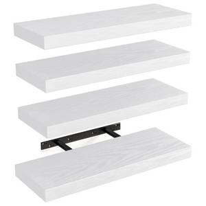 lot 13959 image: Fixwal 15.8in Floating Shelves, Rustic Wood Finish Wall Shelves Set of 4, Shelves for Wall Decor, with Invisible Brackets for Bathroom, Living Room,Bedroom and Kitchen(White)