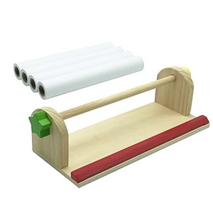 lot 13965 image: Beipoo Wooden Tabletop Paper Roll Dispenser with 4 Packs White Bond Paper (12 inches x 75 feet), Art Supplies for Painting,Kids Activity Organizing,Sticker Storage,and Learning Centers