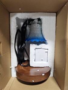 lot 13970 image: JAMZEL Candle Warmer Lamp with Timer,Dimmable Electric Candle Lamps Warmer,Home Decor Glass Candle Melter as Gift for Women,Compatible with Small & Large Jar Candle,2 Bulbs Included(Black&Blue)