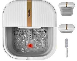 lot 13974 image: Beinilai Foot Spa, Collapsible Foot Bath Spa with Heat and Bubble Massage,Feet Soaking Tub with Vibration,2 Massage Rollers, Raised Nodes & Red Light,Pedicure Foot Spa Soak with Foot File (White)