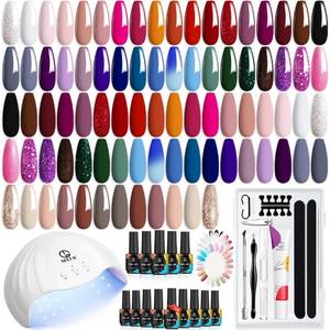lot 13978 image: MEFA Gel Nail Polish Kit with U V Light - 42 Colors Fall Winter 60 Pcs Gel Nail Starter Kit with Base Matte Glossy Top Coat, Instant Cuticle Remover, Nail Art Accessories Manicure Tool DIY Salon Gifts
