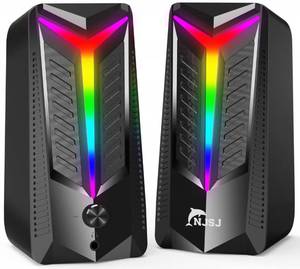 lot 13979 image: NJSJ RGB Gaming Speaker, Computer Speakers for Desktop Monitor, 2.0 USB Powered Stereo Speaker with Bluetooth Wireless & 3.5mm Aux Input, Dynamic RGB Light, Multimedia Speaker for PC Laptop