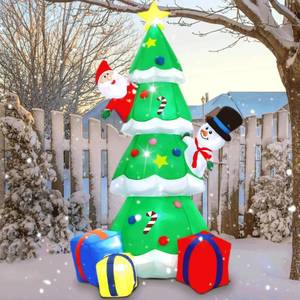 lot 13980 image: 6FT Hanging Christmas Inflatables Decorations, Inflatable Santa Claus Climbing on Ladder, Xmas Blow Up Holiday Decor for Indoor Outdoor, Yard, Garden, Lawn, Home