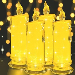 lot 13982 image: 4PCS Yellow LED flameless Candles (D2.5 x H7),LED Clearance Pillar Candles, Battery Included, Velas artificiales para decoracion for Valentines Day Wedding Birthday Bedroom Decorations