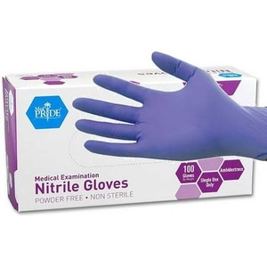 lot 13989 image: MEDPRIDE Nitrile Gloves Powder-Free Disposable Latex Free Gloves Blue Medium 100-Pack