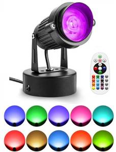 lot 13998 image: ZUCKEO 10W LED Spot Lights Indoor RGBW Color Changing Uplighting Indoor with Remote, 120V Christmas Spotlight Up Lights Plug in, Accent Landscape Lighting with Switch for House Halloween Decor(1Pack)