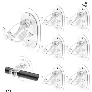 lot 14000 image: 6PCS No Drill Curtain Rod Brackets Self Adhesive Curtain Rod Holder No Drilling Curtain Rod Hooks Nail Free Adjustable Curtain Rod Holders Curtain Hangers for Bathroom Living Room Kitchen