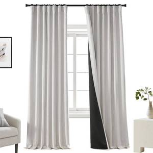 lot 14015 image: Light Beige Curtains 102 Inches Long for Living Room,Thermal Insulated Heat Blocking Pleated Back Tab Darkening Linen Blackout Window Curtain Set for Bedroom,2 Panels Wide 100 x 102 Length,Cream Birch
