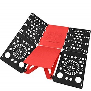 lot 14024 image: BoxLegend Version 3 Shirt Folding Board t Shirts Clothes Folder Durable Plastic Folding Helper Easy and Fast Folding Boards for Adults and Children, Black and Red