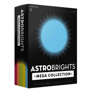 lot 14025 image: Astrobrights Mega Collection, Colored Paper,Classic 5-Color Assortment, 625 Sheets, 24 lb89 gsm, 8.5 x 11 - MORE SHEETS (91623)