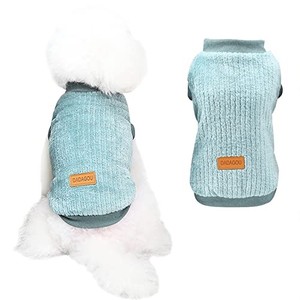 lot 14028 image: Mitili Dogs Sweater Winter Dog Clothes Warm Pullover Stretch Velvet Pets Jacket Pet Sweaters for Boy and Girl Cat Pullover Shirt in Cold Weather for Small Medium Bulldog Chihuahua (Large, Green)