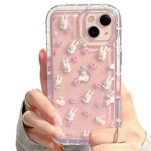 lot 14044 image: Casechics Compatible with iPhone Case,Cute Kawaii Lovely Rabbit Bunny Flower Floral Clear Camera Lens Protection Silicone Transparent Soft Shockproof Cover Phone Case (White,iPhone 14 Pro Max)