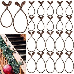 lot 14046 image: Riakrum Christmas 20 Inches and 16 Inches Set Decorative Garland Twist Ties Garland Decor for Xmas Holiday Garland Lights Bannisters Stairways Railings (20, Brown)