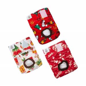 lot 14051 image: CuteBone Christmas Dog Diapers Female Washable Puppy Diapers 3 Pack D34XS