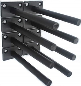 lot 14053 image: 8 Pcs 5 Black Solid Steel Floating Shelf Bracket Blind Shelf Supports - Hidden Brackets for Floating Wood Shelves - Concealed Blind Shelf Support �� Screws and Wall Plugs Included