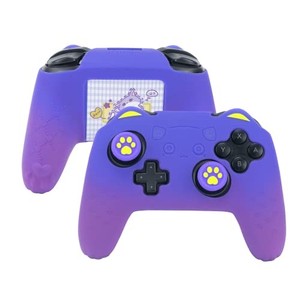 lot 14075 image: GeekShare Cat Paw Controller Skin Grips Set Compatible with Switch Pro Controller-Anti-Slip Silicone Protective Cover Case Joystick Caps for Switch Pro Wireless Controller - Blue & Purple