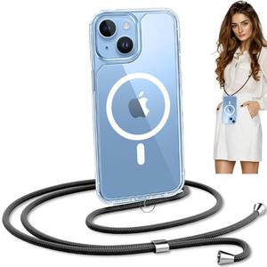lot 14077 image: TAURI Magsafe Case for iPhone 15 Plus, Military-Grade Drop Protection Slim Shockproof Phone Lanyard Case 6.7 inch - Clear