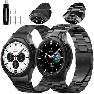lot 14091 image: GOLDTOLUCK Compatible with Samsung Galaxy Watch 654 Band Pro Classic 43mm 47mm 45mm 40mm 44mm 42mm 46mm, No Gap Band Men Stainless Steel (43474540444246mm, Black)