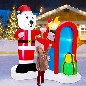 lot 14107 image: Twinkle Star 6FT Christmas Inflatables Decorations, Lighted Polar Bear Mailing Letter to Santa Scene, Mailbox Blow Up Indoor Outdoor Xmas Decor Lawn Yard Garden Decor