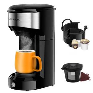 lot 14123 image: Vimukun Single Serve Coffee Maker, Single Cup Coffee Maker for K-Cup Pods and Ground Coffee, One Cup Coffee Machine with 6 to 14oz Reservoir, Small Size(Black)