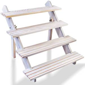lot 14125 image: LUBANHAND Vintage White Display Riser, Earring Display Stands, Showcase Cascading Merchandise Organizer Tray Vendor Display Supplies for Tabletop Shows Solid Wood (4tier)