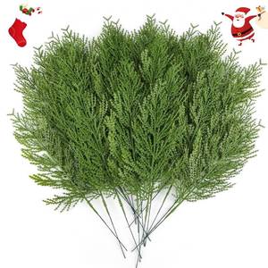 lot 14127 image: Hananona 40 Pcs Artificial Pine Sprigs Faux Greenery Stems Pine Picks Plastic Christmas Decor - DIY Holiday Accessories (40, Green)