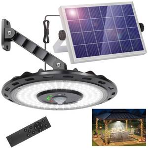 lot 14138 image: ropelux Solar Lights Indoor Outdoor, 3000LM Dimmable 5 Modes (2 for All Day Lighting) Motion Sensor Solar Shed Light with Remote IP65 Waterproof for Barn Gazebo Yard Garage Patio Security Lighting
