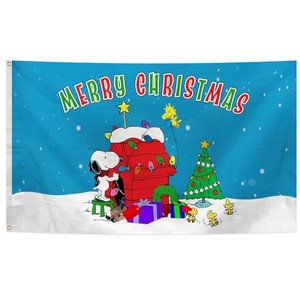 lot 14141 image: Merry Christmas Flag 3X5 FT Banner For College Dorm Room Decor, Winter Holiday Decor, Porches, Balconies, Gardens, Outdoor Party Decor