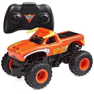 lot 14153 image: Monster Jam, Official El Toro Loco Remote Control Monster Truck for Boys and Girls, 124 Scale, 2.4 GHz, Kids Toys for Ages 4-6