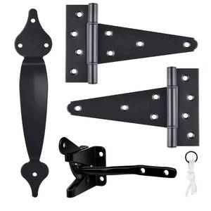 lot 14155 image: Gate Hardware Kit Heavy Duty,with Self Locking Gate Latch,6 inch T Strap Gate Hinges and 10 inch Gate Door Handle Pull,Shed Door Hardware Set for Wooden Vinyl Fence,Gate,Farm,Garden,Black Finish