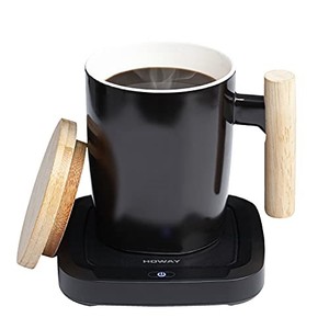 lot 14157 image: HOWAY Coffee Warmer Mug Set, Self Heating, 14oz with Lid