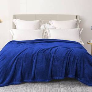 lot 14163 image: Exclusivo Mezcla Plush Fuzzy Fleece Twin Size Bed Blanket, Super Soft Fluffy and Thick Blankets for Travel Bed and Couch (Cobalt Blue, 90x66 inches)