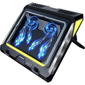 lot 14169 image: $$ 4500RPM Laptop Cooling Pad with Turbo-Fans, USB Ports, Lights - Cools 14-17.3 inch Laptops by 20-30. Retail $63