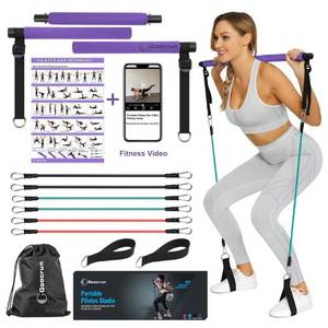 lot 14176 image: Goocrun Portable Pilates Bar Kit with Resistance Bands for Men and Women - Home Gym, Workout Kit for Body Toning �� with Fitness Poster and Video