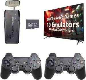 lot 14187 image: LINIREAU Retro Game Stick - Revisit Classic Games with Built-in 9 Emulators, 20,000 Games, 4K HDMI Output, and 2.4GHz Wireless Controller for TV Plug and Play (64 G)