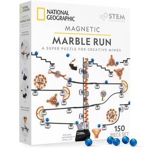lot 14204 image: NATIONAL GEOGRAPHIC Magnetic Marble Run - 150-Piece STEM Building Set for Kids & Adults with Magnetic Track & Trick Pieces & Marbles for Building A Marble Maze, STEM Project (Amazon Exclusive)
