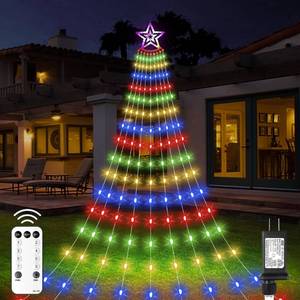 lot 14205 image: Christmas Decorations Star Lights Outdoor, 11.48ft 350 LED Waterfall Tree Lights with 8 Modes Timer Remote Plug in Christmas String Lights for Indoor Yard Patio Home Holiday Party Decor, Multicolor