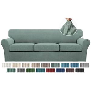 lot 14211 image: Turquoize 4 Piece Sofa Covers for 3 Cushion Couch Sofa Slipcover Soft Couch Cover for Dogs-Washable Sofa Furniture Covers with 3 Individual Large Cushion Covers (XL Sofa,Dark Cyan)