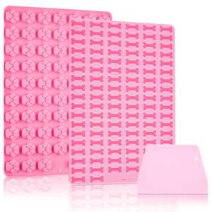 lot 14214 image: JOERSH Silicone Dog Treat Molds for Baking and Freezing, 106 Cavity Dog Bone Mold 69 Cavity Mini Dog Paw Print Mold, Non-Stick Mini Gummy Candy Molds Food Grade Silicone Molds with Baking Spatula