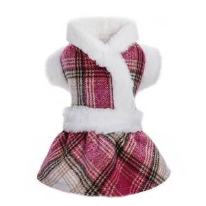 lot 14219 image: Dog Sweaters for Small Dogs Girl Dog Dress Sweater Winter Puppy Clothes Cold Weather Dog Coat Fleece Warm Pet Outfit Skirt for Chihuahua Yorkie Teacup Plaid Cat Apparel (Small, Rose Red)