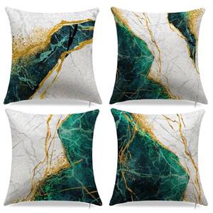 lot 14233 image: Green and Gold Marble Throw Pillow Covers, Decorative Pillow Covers 18x18 Set of 4 Emerald Green Gold Pillowcase for Living Room Home Car Bedroom Marble Print Cushion Cover