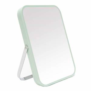 lot 14240 image: YEAKE Table Desk Vanity Makeup Mirror,8-Inch Portable Folding Mirror with Metal Stand 90°Adjustable Rotation Tavel Make Up Mirror Hanging Bathroom for Shower Shaving(Green)