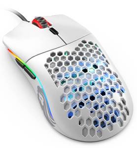 lot 14259 image: Glorious Model O- (Minus) Compact Wired Gaming Mouse - 58g Superlight Honeycomb Design, RGB, Pixart 3360 Sensor, Ambidextrous, Omron Switches - Matte White