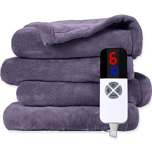 lot 14285 image: Electric Blanket Heated Throw - 72x84 Double Sided Extremely Soft Coral Fleece Heated Blanket, Washable Heating Blanket with 6 Heating Levels & 1-10 Hours Adjustable Timer, Lavender Purple